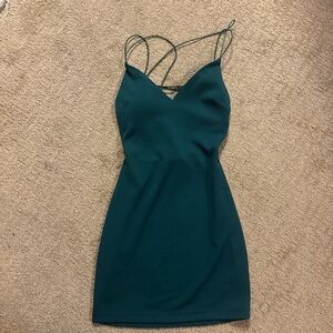 B Darlin Green Sheath Mini Dress Spaghetti Strap